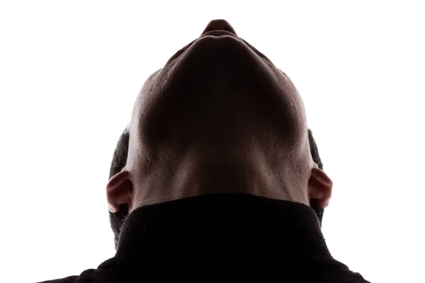 Portret twarz młodego człowieka, patrząc w górę podbródek widok — Zdjęcie stockowe