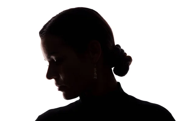 Portret Van Een Jonge Vrouw Zijaanzicht Horizontale Silhouet — Stockfoto