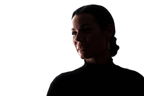 Genç bir kadın, yan görünümü - yatay siluet portresi