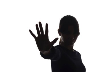 Genç güzel kız tekliflere şiddetle karşı çıkıyor, inkar, dur - siluet