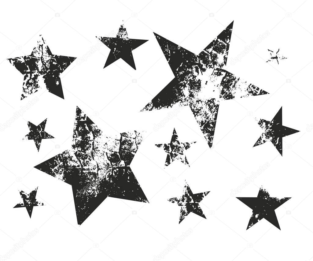 Vector set of Christmas stars. Stars with weaving fabric texture.