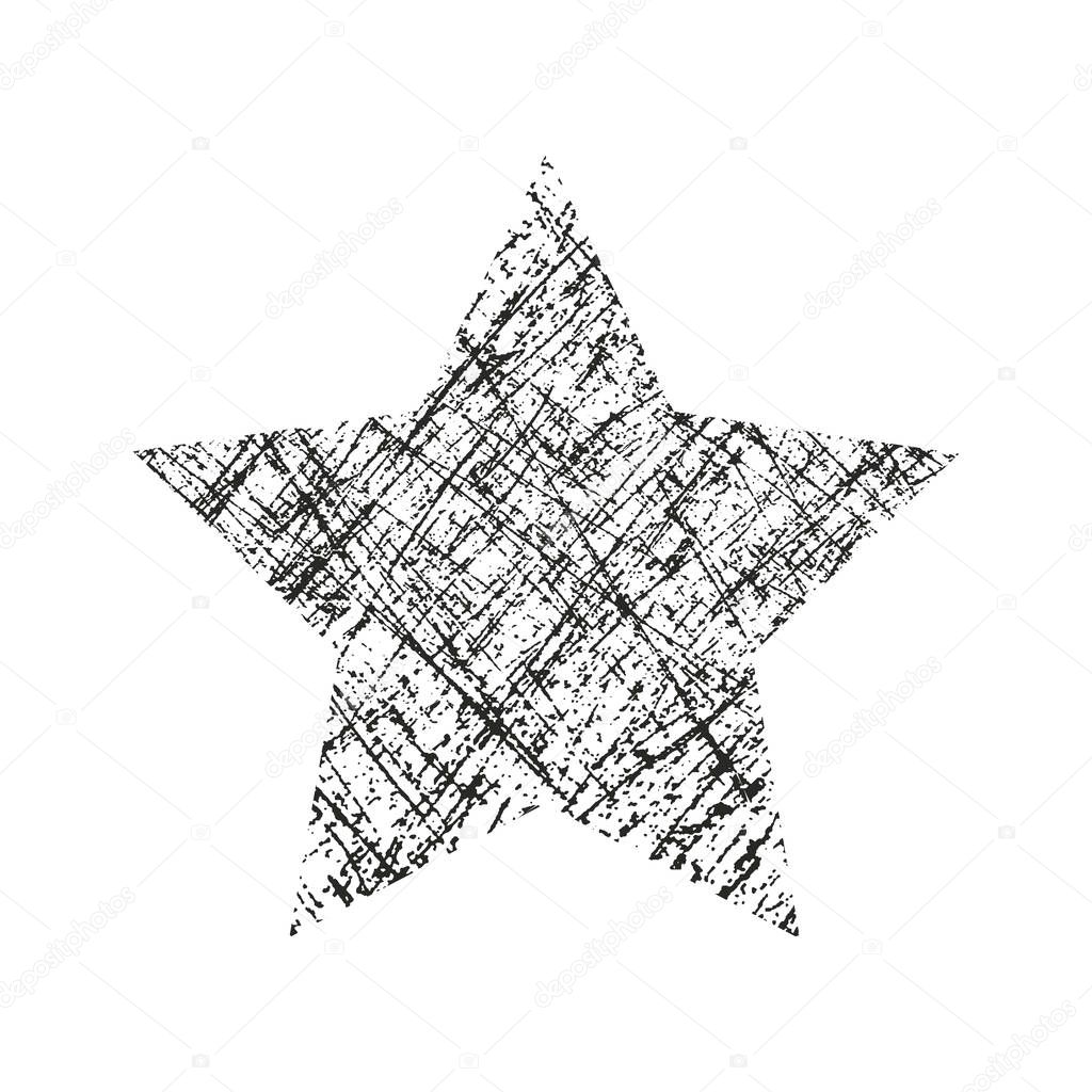 Star with knitted orweaving fabric texture. Isolated vector illustration in grunge star for your icons and logo.