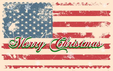 Neşeli Noel yazı ABD bayrağı. Vektör çizim. Öğe için tebrik kartları, posterler.