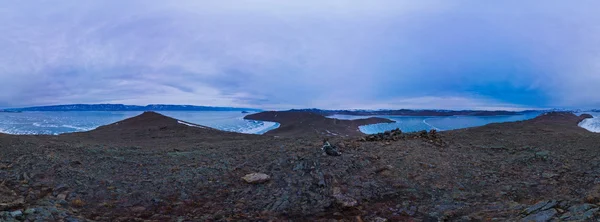 Сферическая панорамная заря на острове Ольхон, голова мыса Мэр . — стоковое фото