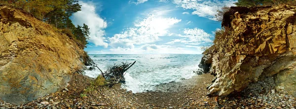 Plaj ve Deniz Baykal buzlu 360 küresel panorama