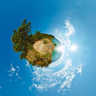 360 uçurumdan su Baykal deniz üstünde 180 küresel panorama