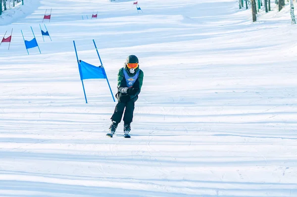 Irkutsk, Russia - February 12, 2017: Slalom competition snowboar — Stock Photo, Image