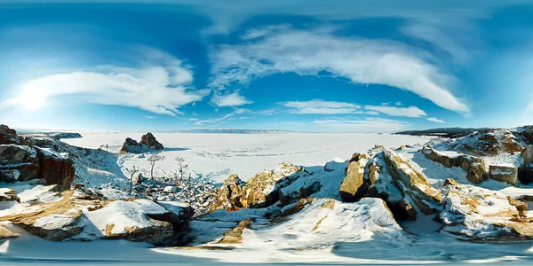 Adanın üzerinde küresel panorama 360 180 derece Cape şaman — Stok fotoğraf