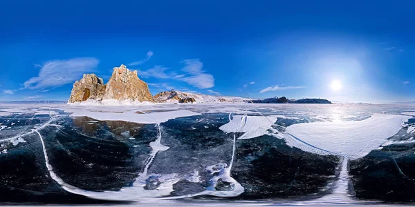 Gömb alakú panoráma 360 180 fokkal Cape sámán a szigeten — Stock Fotó