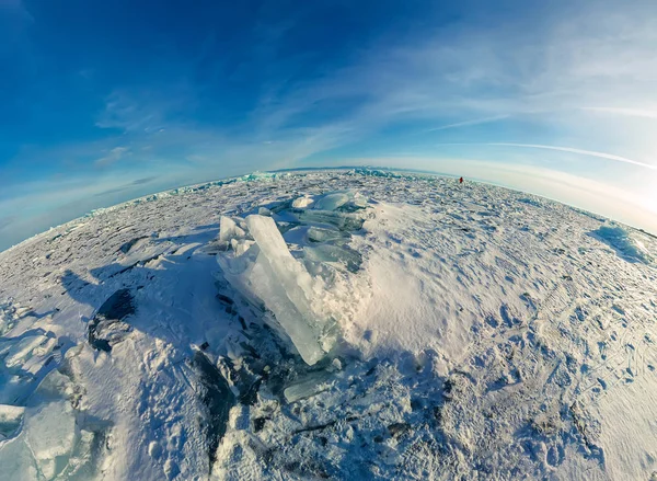 Panorama Modré Nejroztodivnější Jezera Bajkal Při Západu Slunce — Stock fotografie