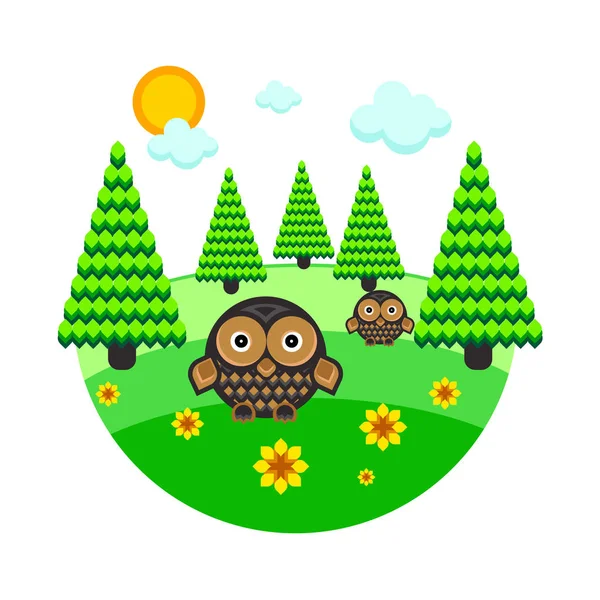 Orman baykuşlar vektör