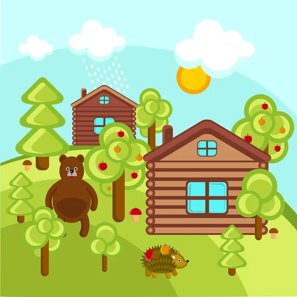 Köy, ev, vektör ayı