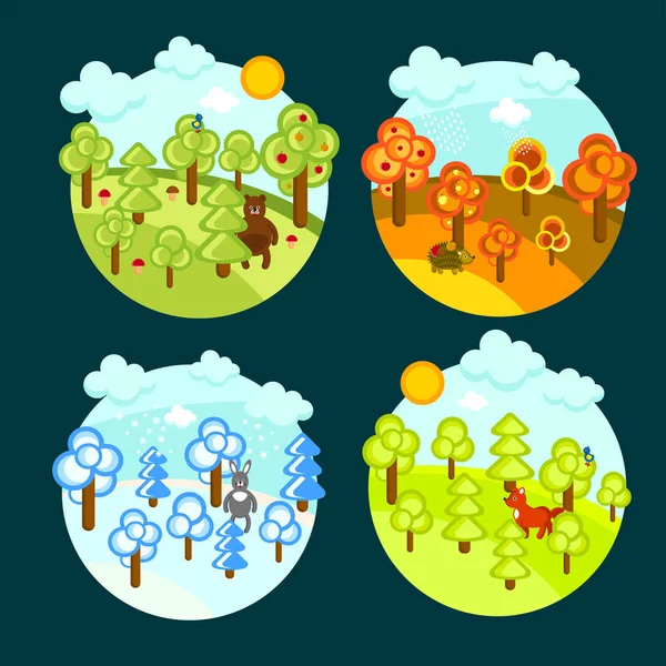 Mevsim kış, Sonbahar, yaz, Bahar vektör