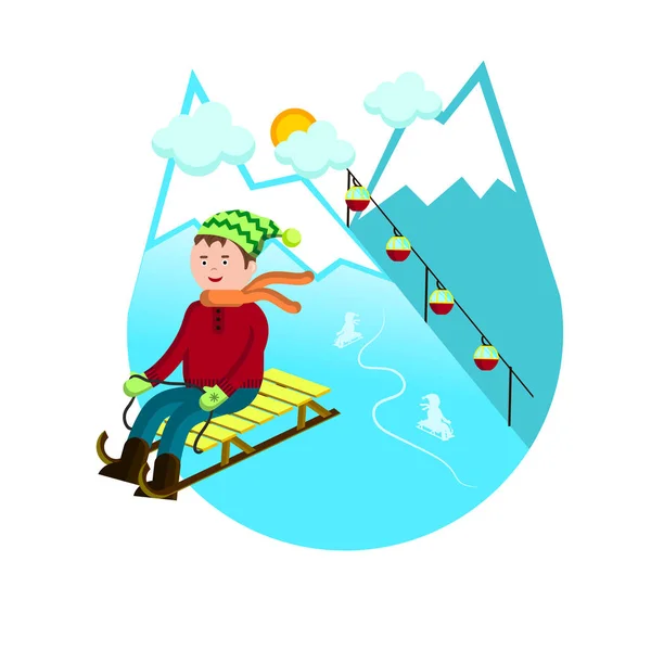 Adam bir kızak vektör