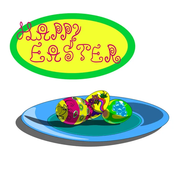 Imagem congratulatória em honra da Páscoa com ovos . — Vetor de Stock