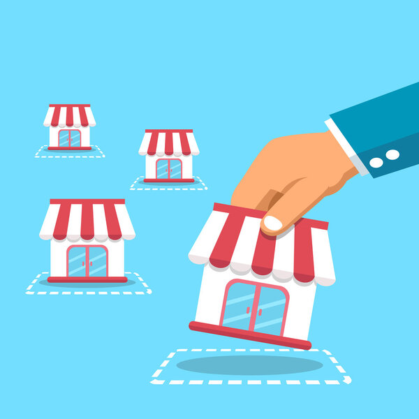 Hand with franchise business concept