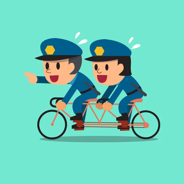 卡通警察骑双人自行车 — 图库矢量图片