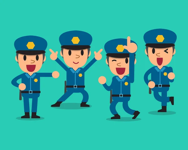 Cartoon policeman character poses set — Stock Vector