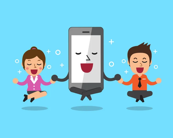 Karikatür akıllı telefon ve iş insanlar