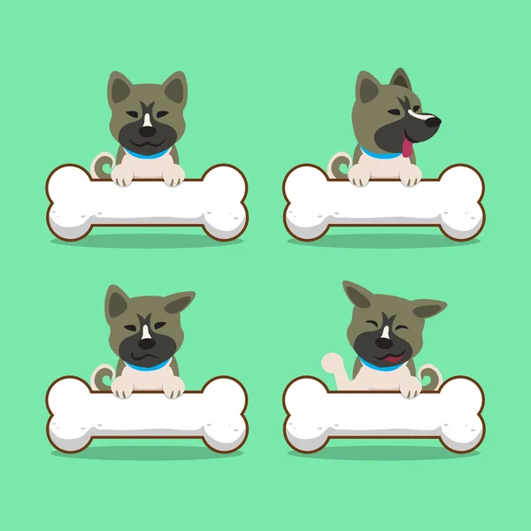 Kreslený psa akita inu s velkými kostmi — Stockový vektor