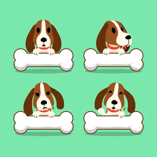 Personaggio dei cartoni animati cane mastino con grandi ossa — Vettoriale Stock