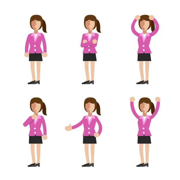 Set of businesswoman character poses — Stock Vector