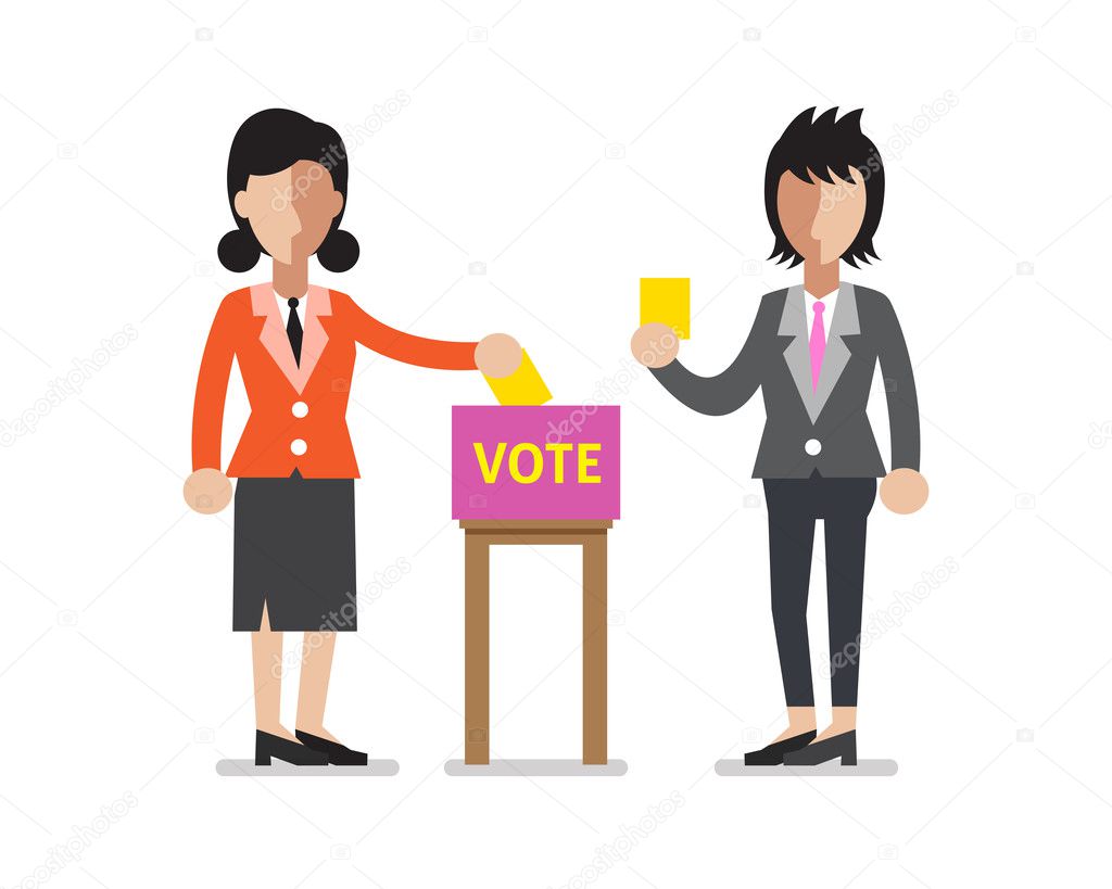 Women putting voting papers in the ballot box