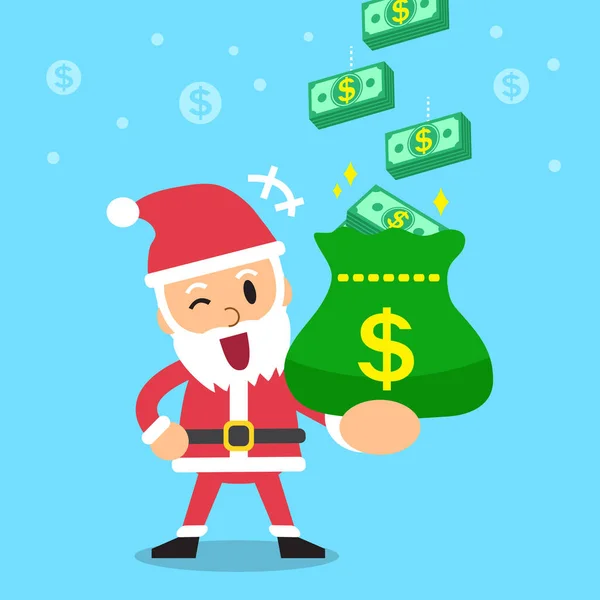 Santa claus earning money stack — Stock Vector