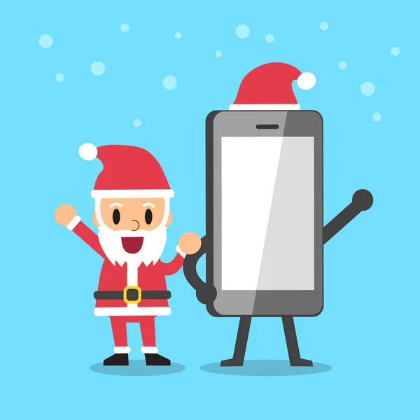 Weihnachtsmann mit Smartphone — Stockvektor