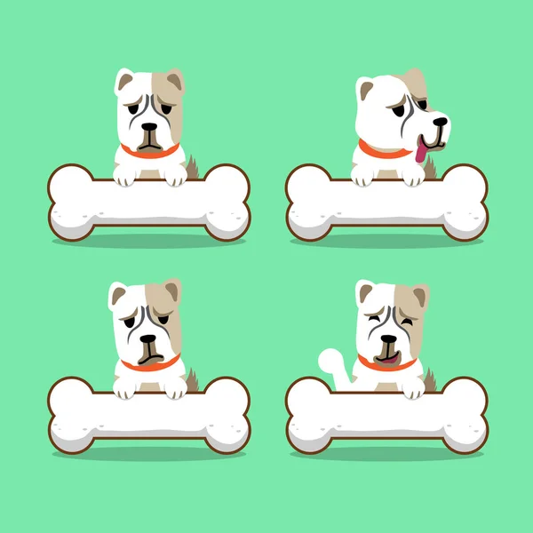Conjunto de personagem de desenho animado cão alabai com ossos grandes — Vetor de Stock