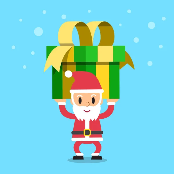 Santa Claus llevando una gran caja de regalo — Vector de stock