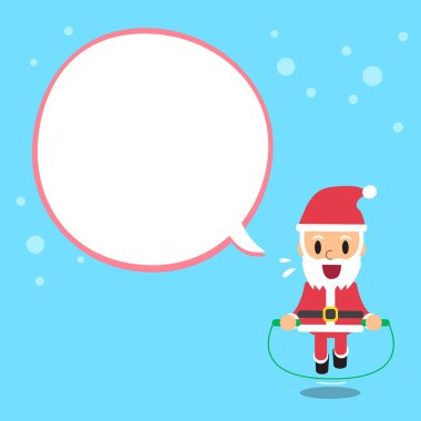 Çizgi film Noel Baba beyaz konuşma balonu ile ip atlama