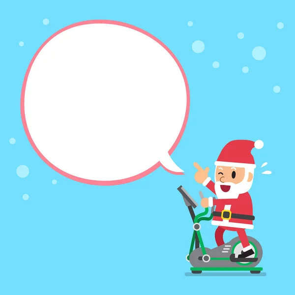 Dibujos animados de Santa Claus haciendo ejercicio en la máquina elíptica burbuja de habla blanca — Vector de stock