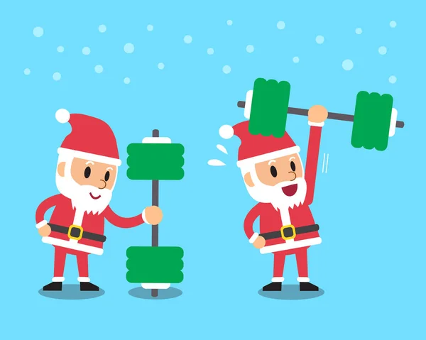 Cartoon Weihnachtsmann beim Krafttraining — Stockvektor