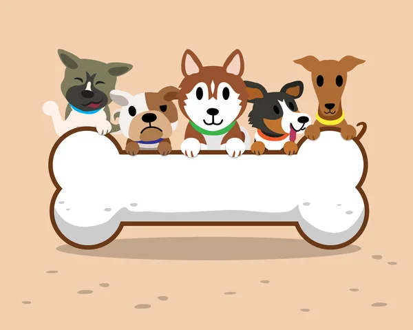 Perros con hueso grande — Vector de stock