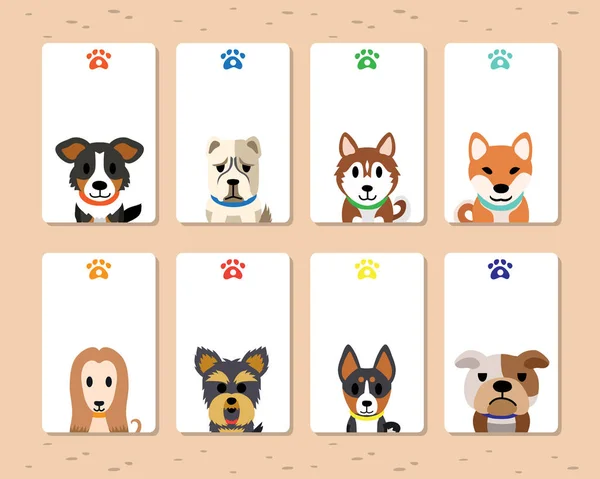 Set di modelli di carte per cani vettori — Vettoriale Stock