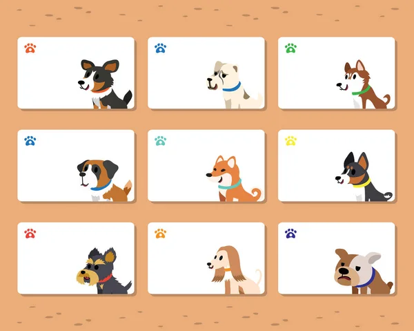 Ensemble de modèle de carte de chien vecteur — Image vectorielle