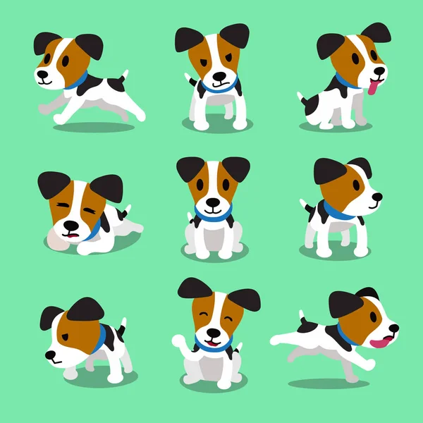 Zeichentrickfigur Jack Russell Terrier Dog Set — Stockvektor