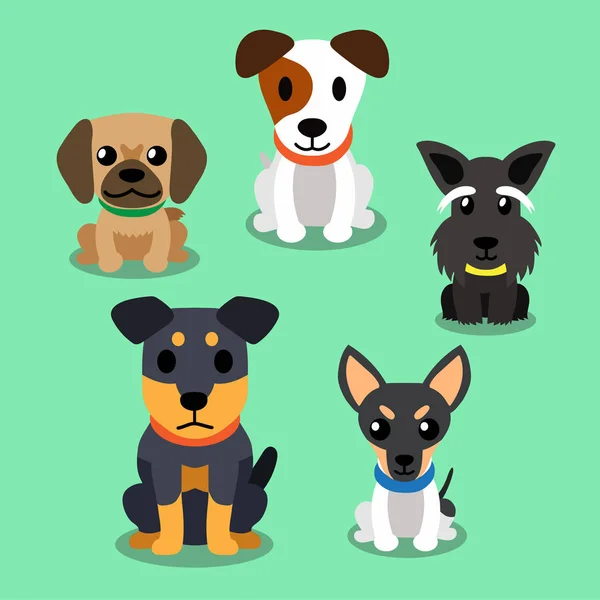 Conjunto de cães de desenho animado vetorial —  Vetores de Stock