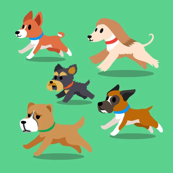 Perros de dibujos animados corriendo — Vector de stock
