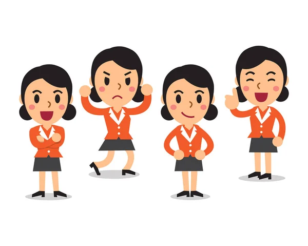 Cartoon businesswoman character poses — Stock Vector