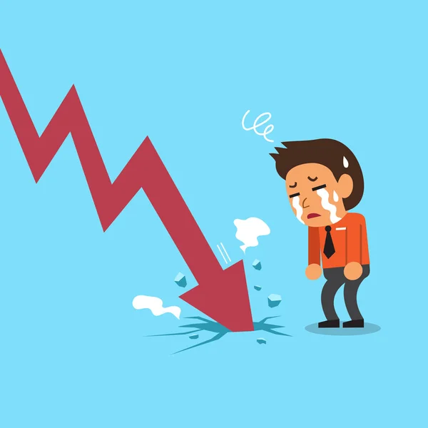 Empresário dos desenhos animados com seta vermelha —  Vetores de Stock