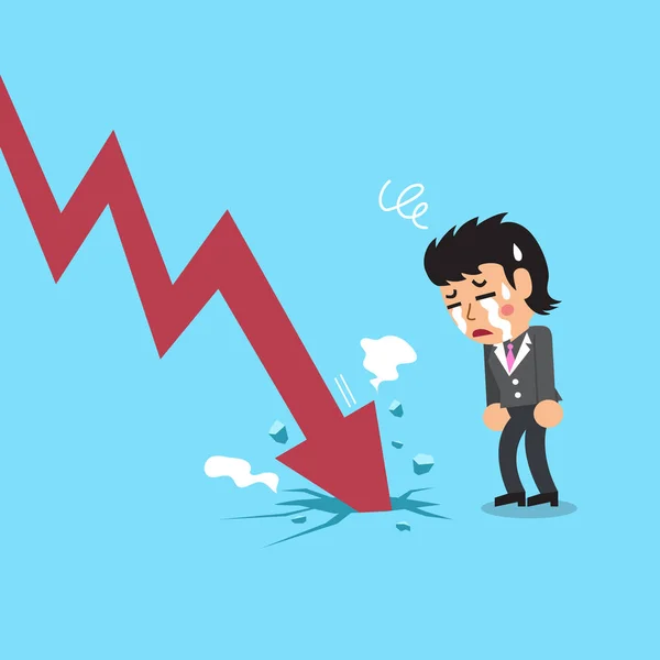 Empresária dos desenhos animados com seta vermelha —  Vetores de Stock