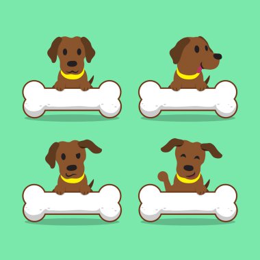 Çizgi film karakteri kahverengi labrador köpek büyük kemikleri