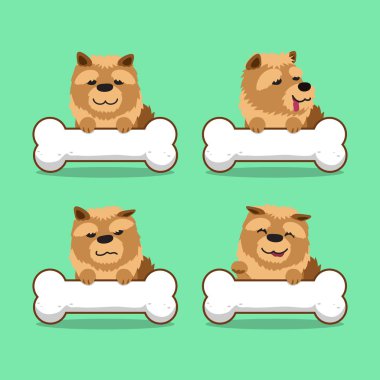 Çizgi film karakteri chow chow köpek büyük kemikleri