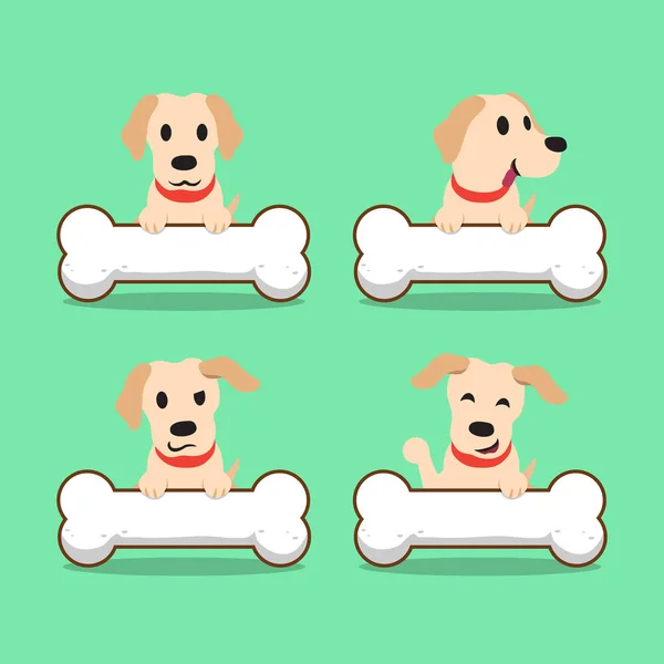 Desenhos animados personagem labrador cão com ossos grandes — Vetor de Stock