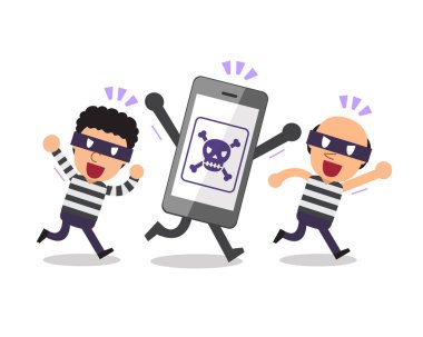 Çizgi film smartphone ve hırsızlar