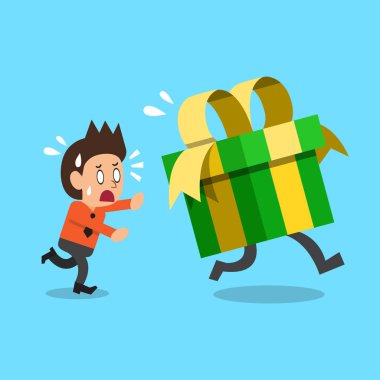 Çizgi film işadamı ve hediye kutusu
