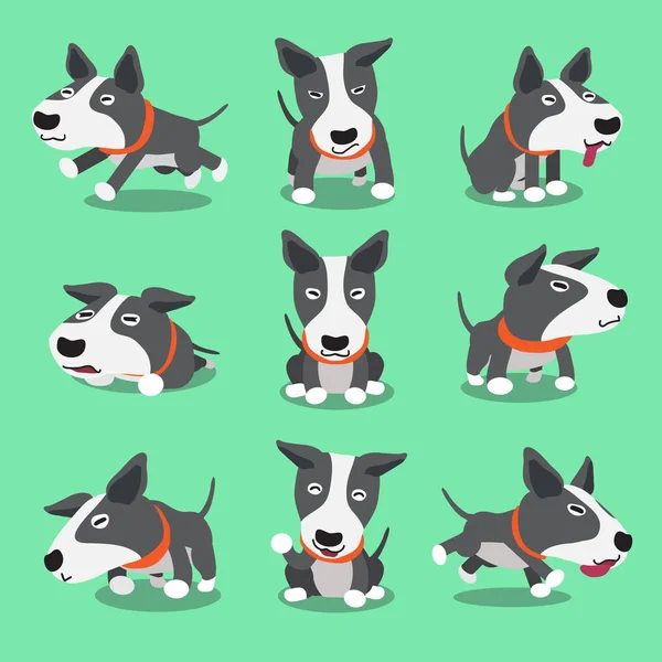 Personaje de dibujos animados bull terrier dog poses — Archivo Imágenes Vectoriales