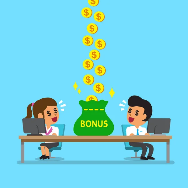 Tim bisnis kartun mendapatkan uang bonus - Stok Vektor